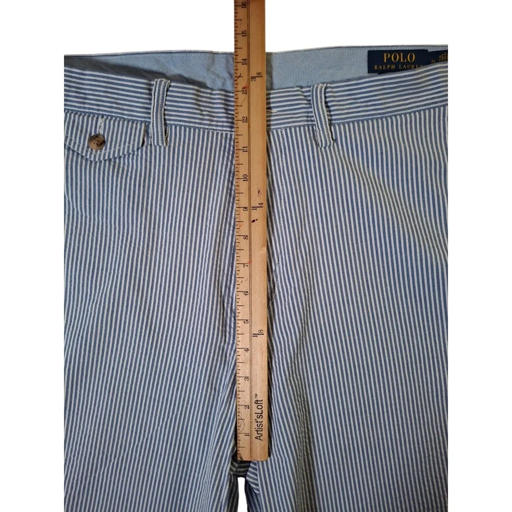 Polo Ralph Lauren Stretch Classic Shorts Men's 34x9* Blue Seersucker Flesh Pony